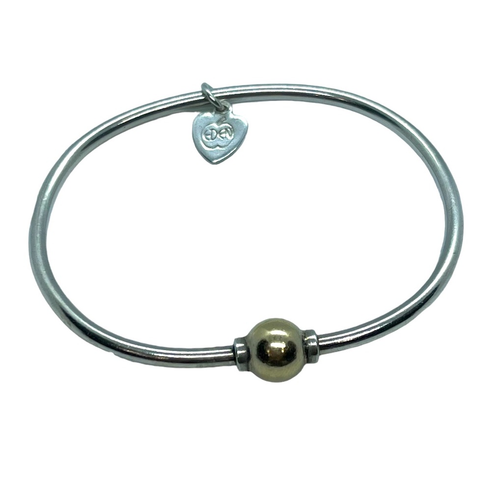 Eden Hand Arts sterling silver & 14k gold screwball Cape Cod bracelet SMALL